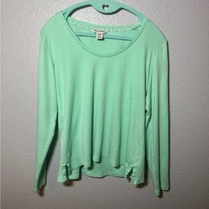 Tommy Bahama Women’s Turquoise Cotton Long Sleeve Tee Shirt-Size Medium